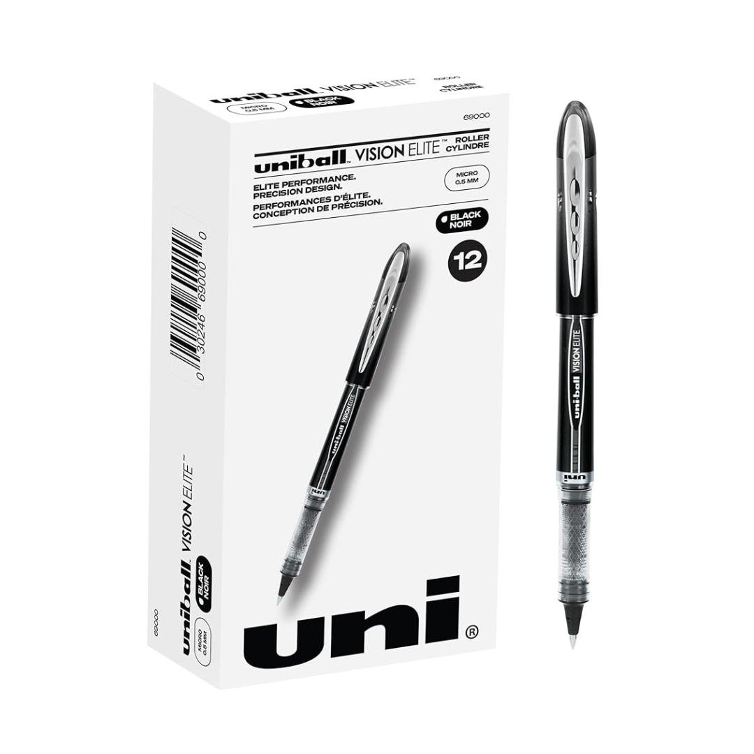 12-Count Uniball Vision Elite Rollerball Pens w/ 0.5mm Fine Point Micro Tip