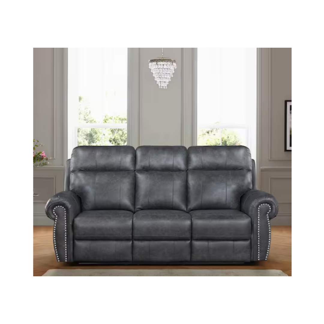 Stader 83 in. W Rolled Arm Faux Leather Rectangle Manual Double Reclining Sofa