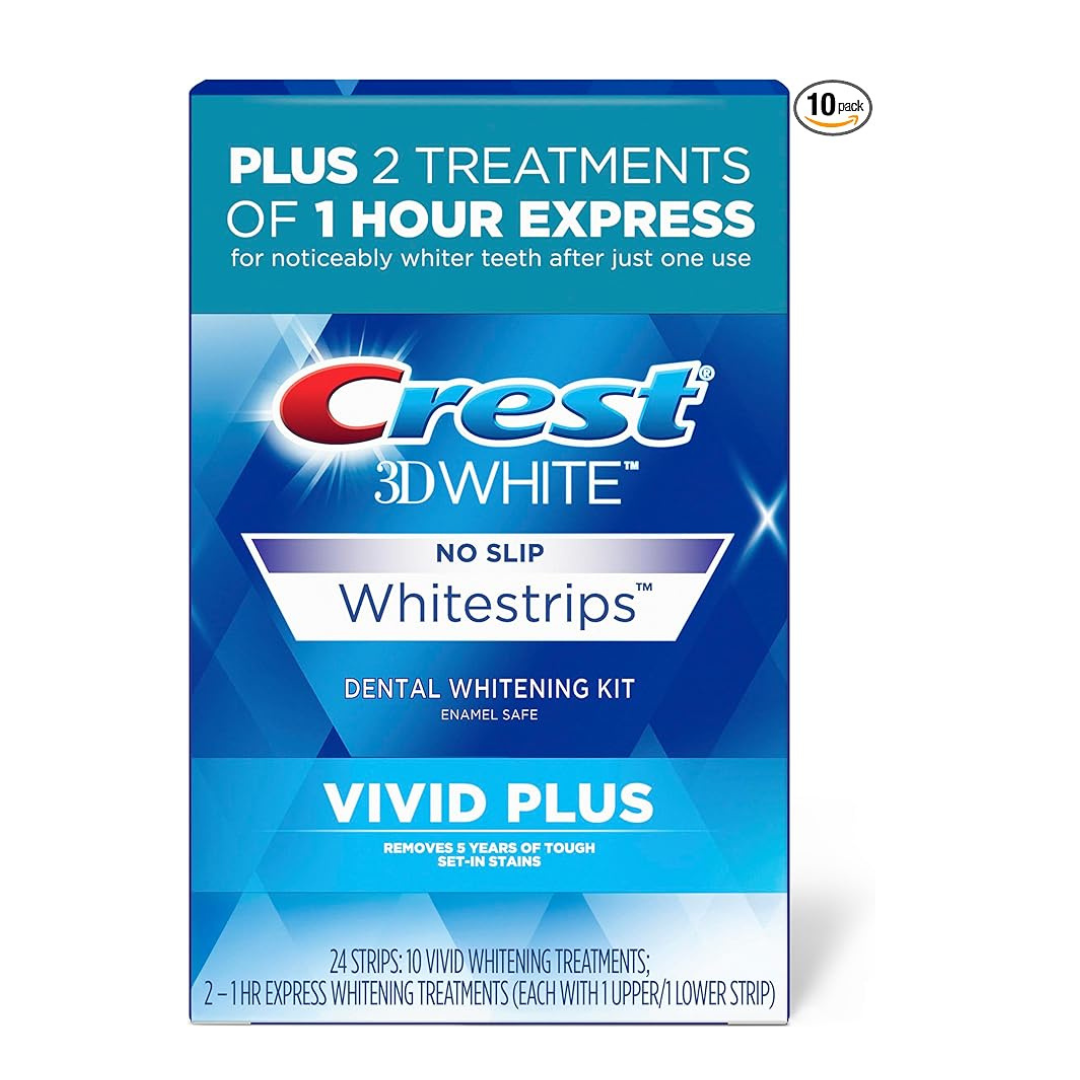 Crest 3D Whitestrips, Vivid Plus, Teeth Whitening Strip Kit (24 Count)