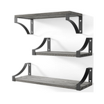 3-Pack Amada Homefurnishing Floating Rustic Wood Wall Shelves