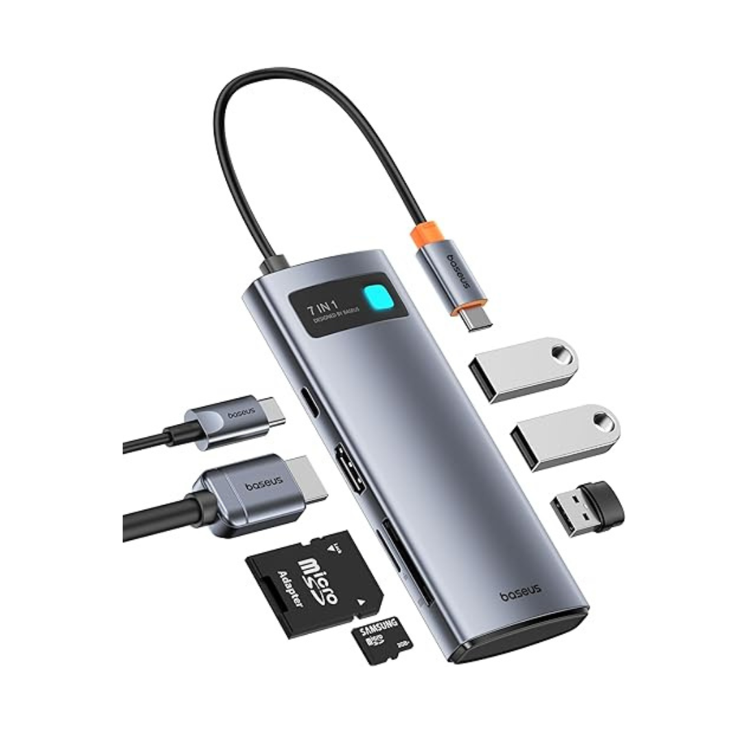Baseus 7 in 1 USB-C Multiport Adapter with 4K 60Hz HDMI