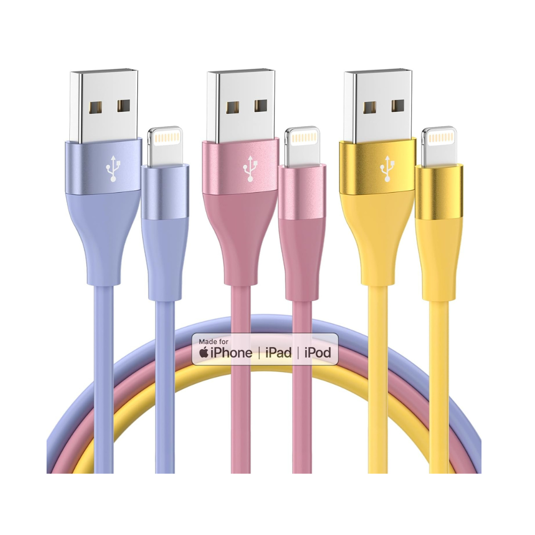 3-Pack 10ft Apple Mfi Certified Lightning Cable
