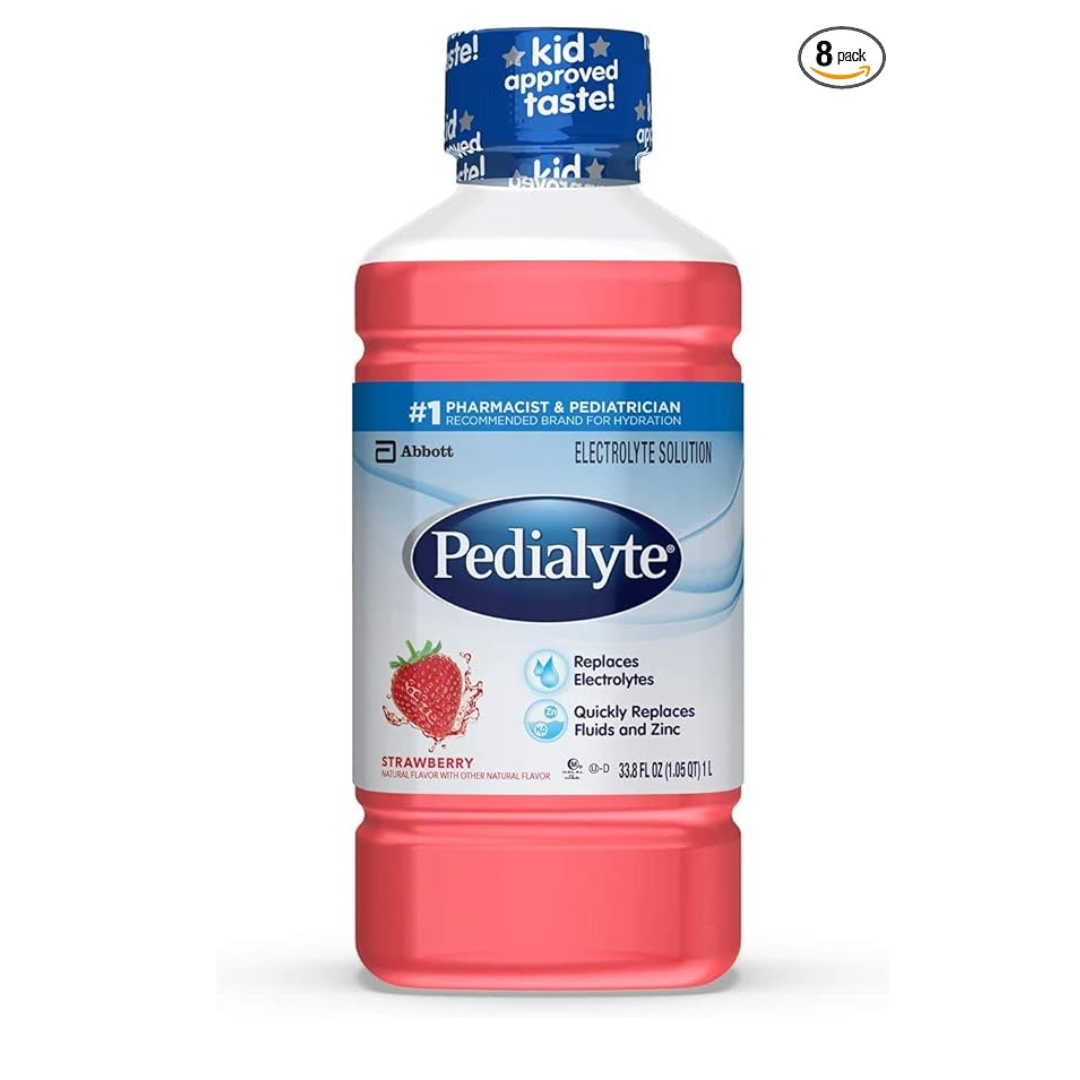 8-Pack Pedialyte Electrolyte Solution Strawberry Hydration Drink