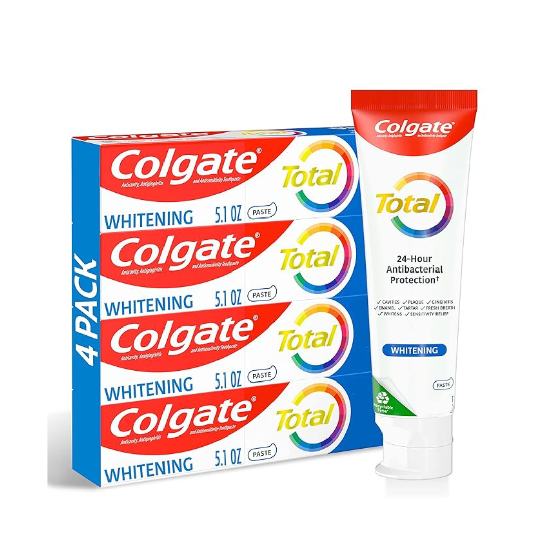 4-Pack Colgate 10 Benefits Total Whitening Toothpaste, 5.1 Oz Tubes