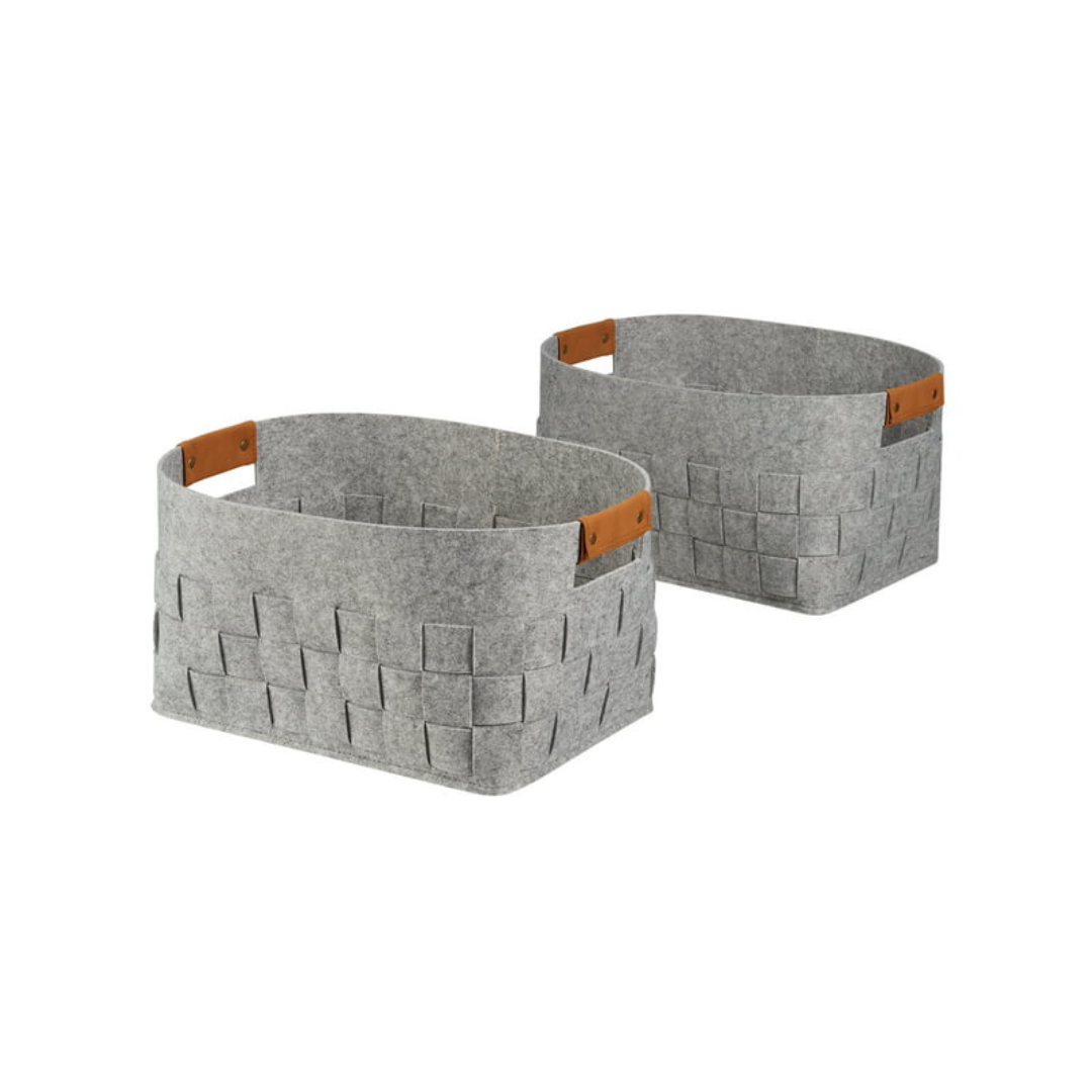 2-Pack Mainstays Medium Woven Felt Basket (Light Gray or Dark Gray)