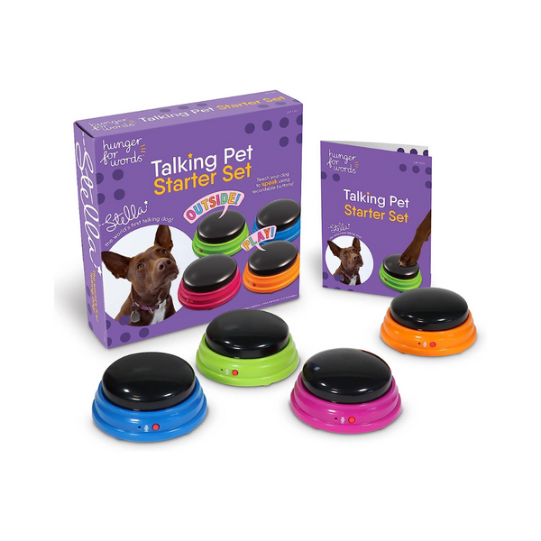 4-Piece Hunger for Words Talking Buttons Pet Starter Set