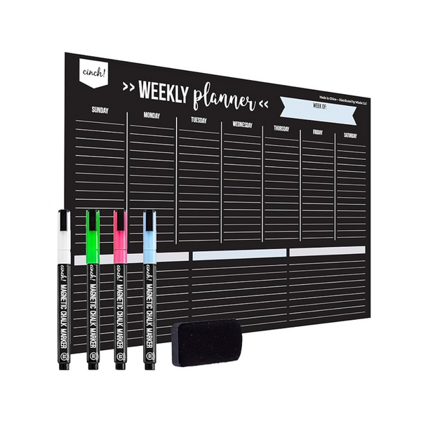Cinch Magnetic Dry Erase Weekly Calendar Blackboard for Fridge (17" x 12")