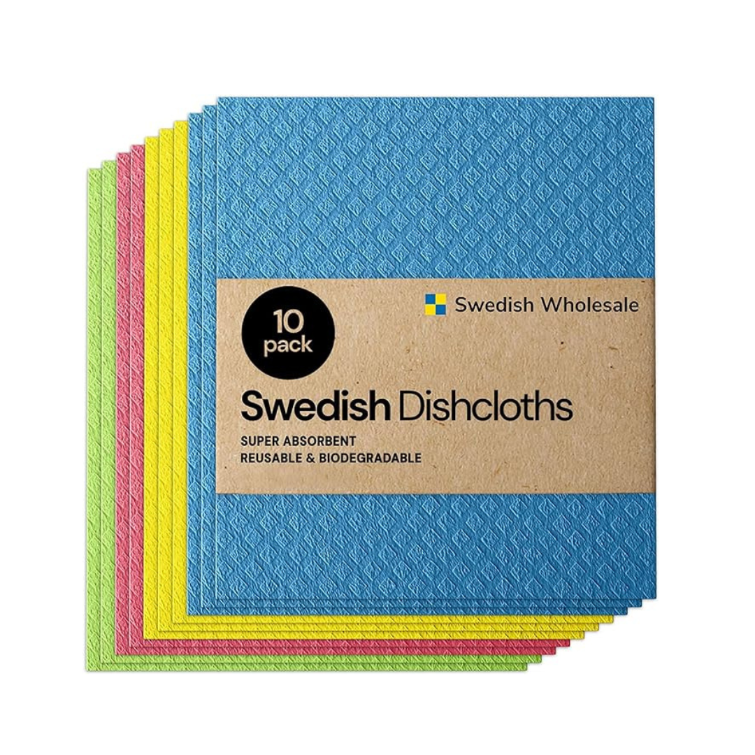 10-Pack Swedish Dishcloth Cellulose Sponge Cloths