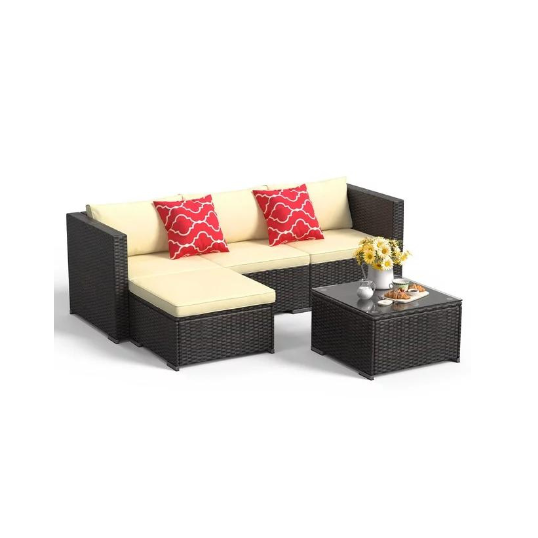5-Piece Patio Outdoor Sectional Sofa Furniture Set with Coffee Table