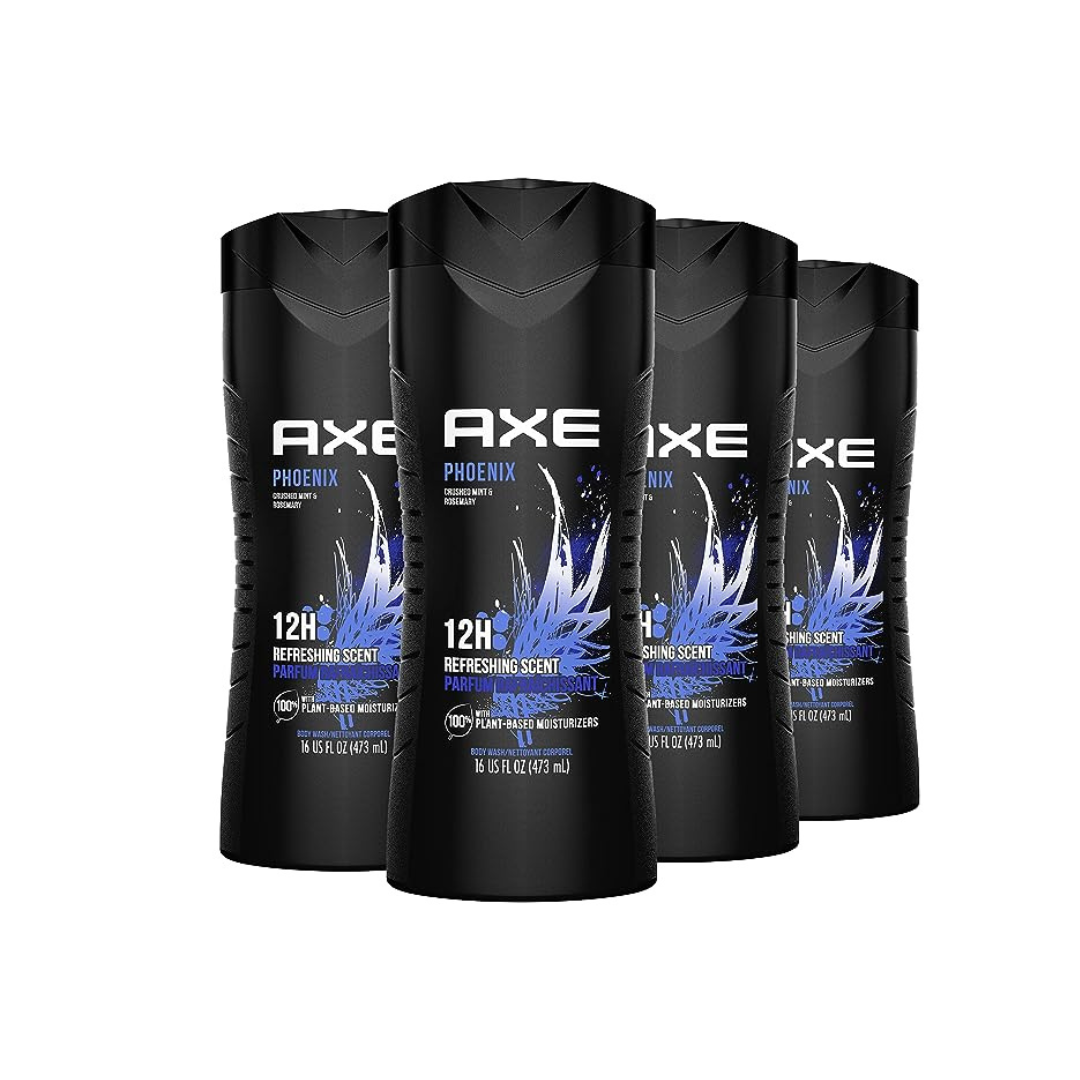 AXE Body Wash Phoenix 12h Refreshing Scent Crushed Mint & Rosemary (4 count)