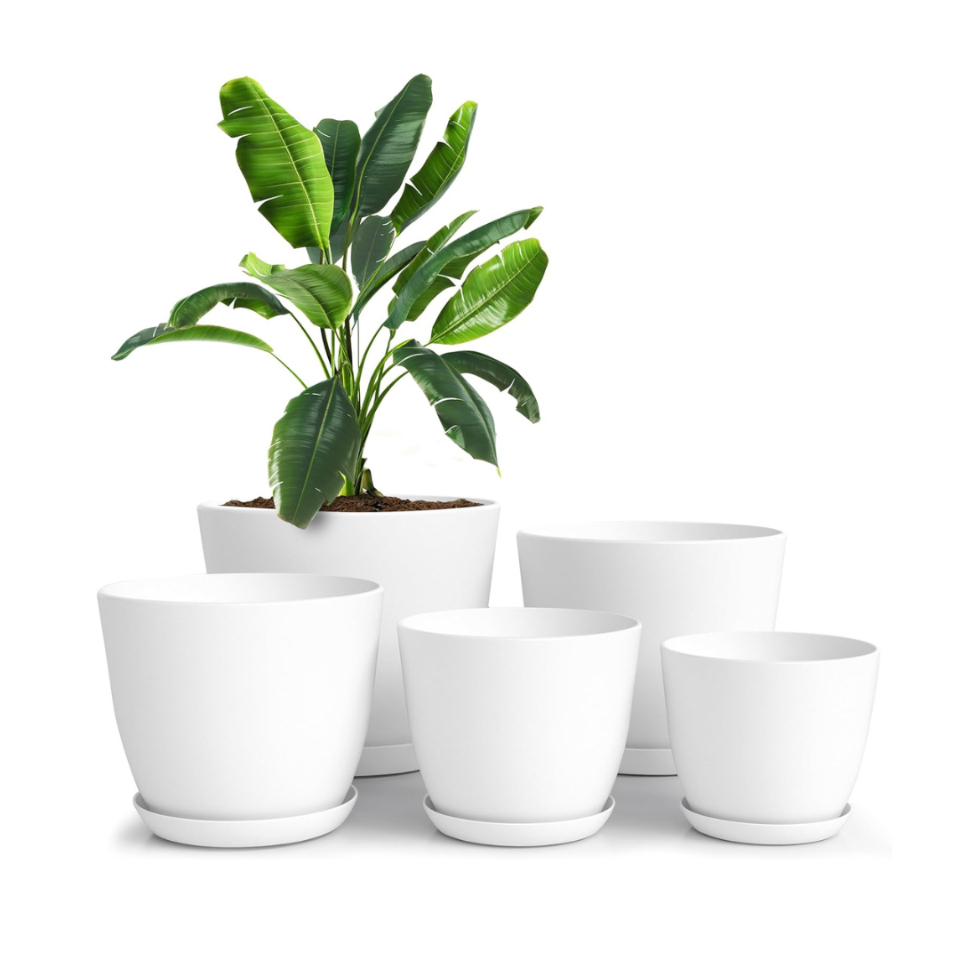 5-Pack Utopia Home Plant Pots with Drainage (7/6.6/6/5.3/4.8 Inches)