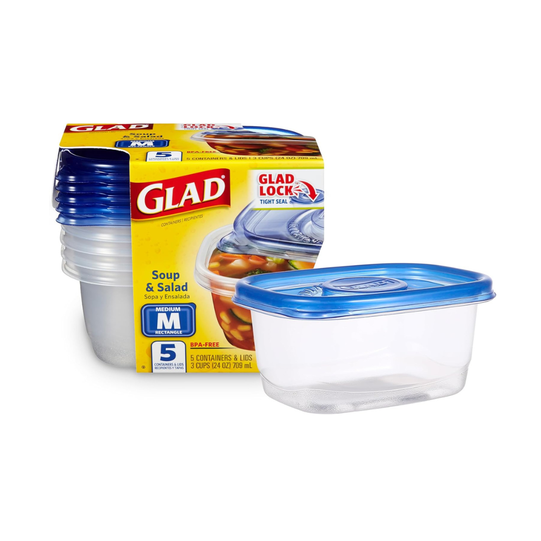 5-Pack GladWare Soup & Salad Food Storage Containers (24 oz)