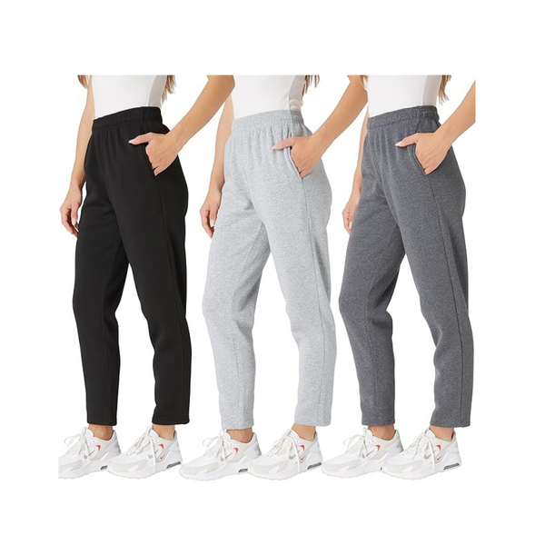 3-Pack Ultra Performance Womens Open Bottom Sweatpants