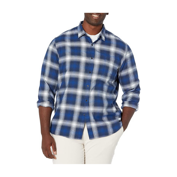 Amazon Essentials Men's Slim-Fit Long-Sleeve Plaid Flannel Shirt