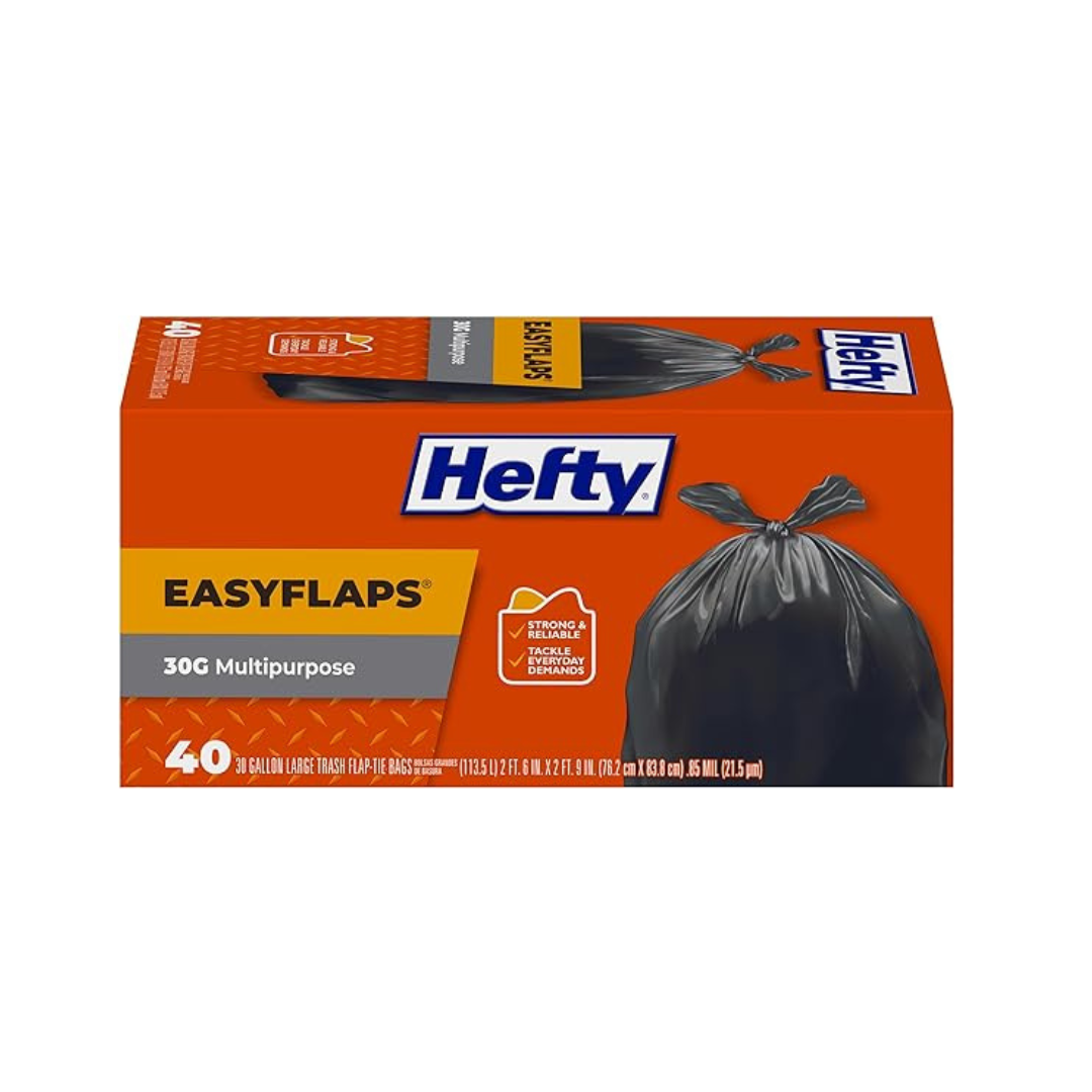 40-Count Hefty Easy Flaps Multipurpose Large Trash Bags, 30 Gallon