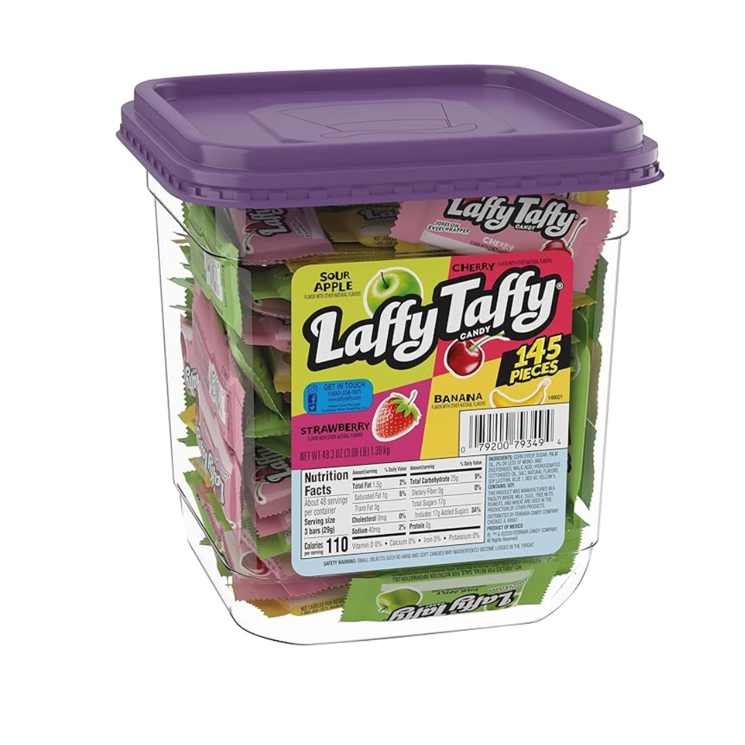 Laffy Taffy Candy, Assorted Taffy Candy, Sour Apple, Cherry, Strawberry & Banana (145 Pieces)