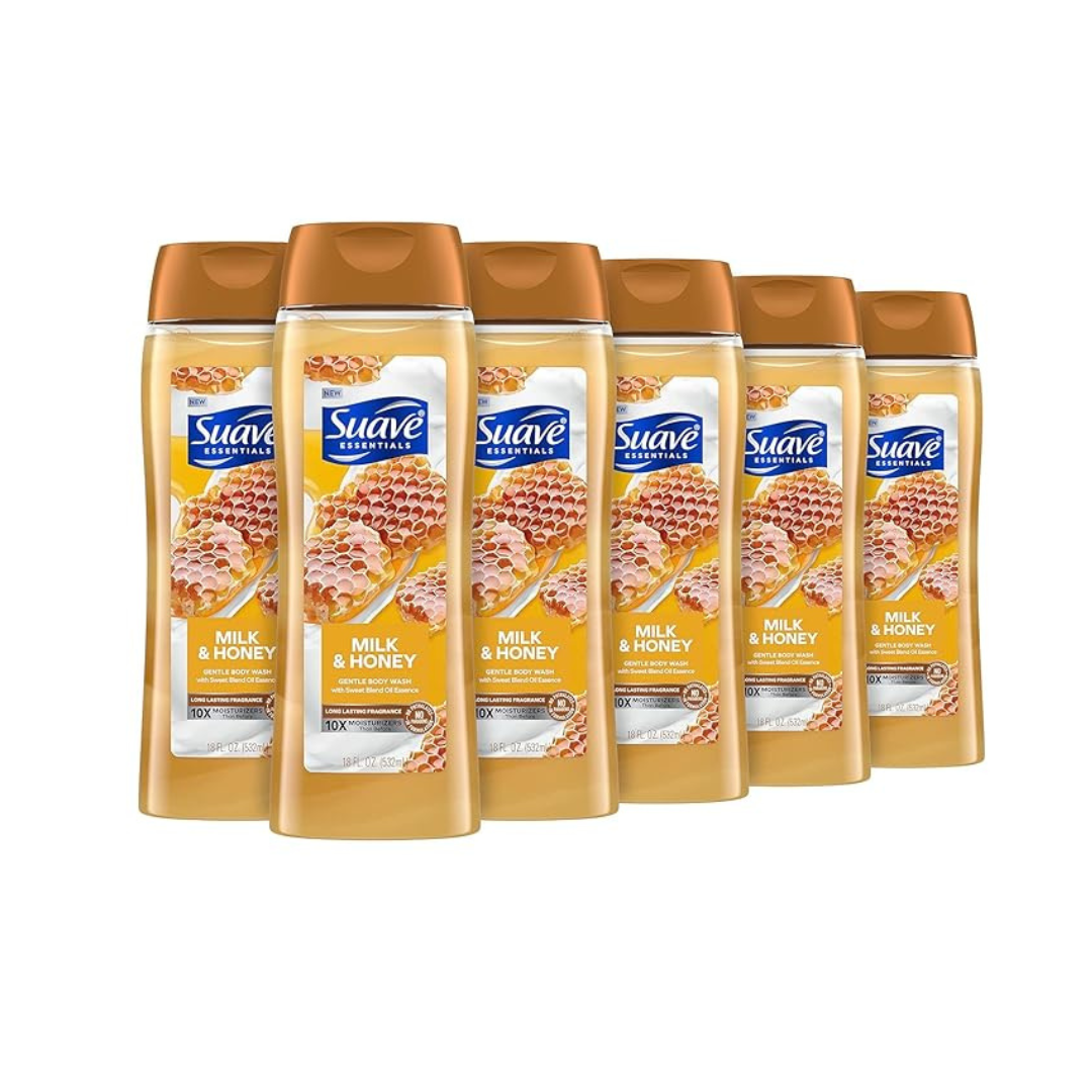 6-Pack Suave Essentials Gentle Milk & Honey Body Wash, 18 oz