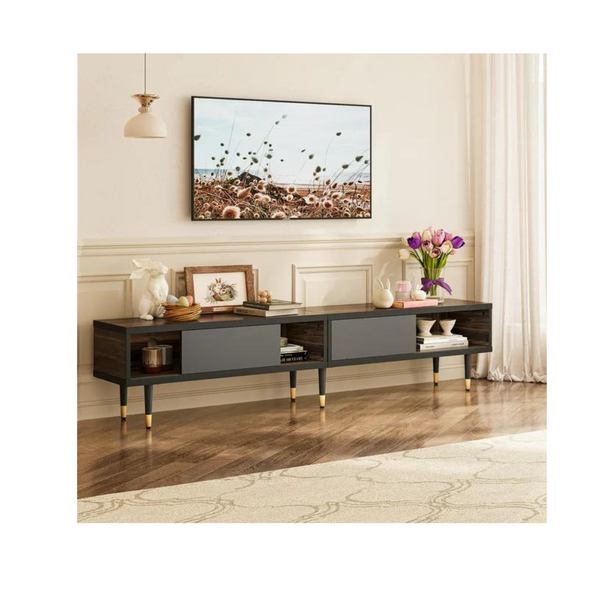 Bestier Mid-Century TV Stand for TVs up to 90" (Walnut or Pinewood)