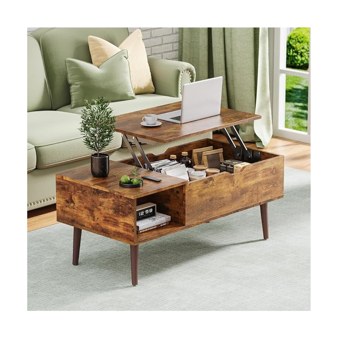 Olixis Coffee Table with Storage Shelf and Hidden Compartment