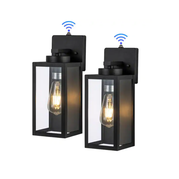 2-Pack Dusk-to-Dawn Outdoor Wall Lantern Sconce