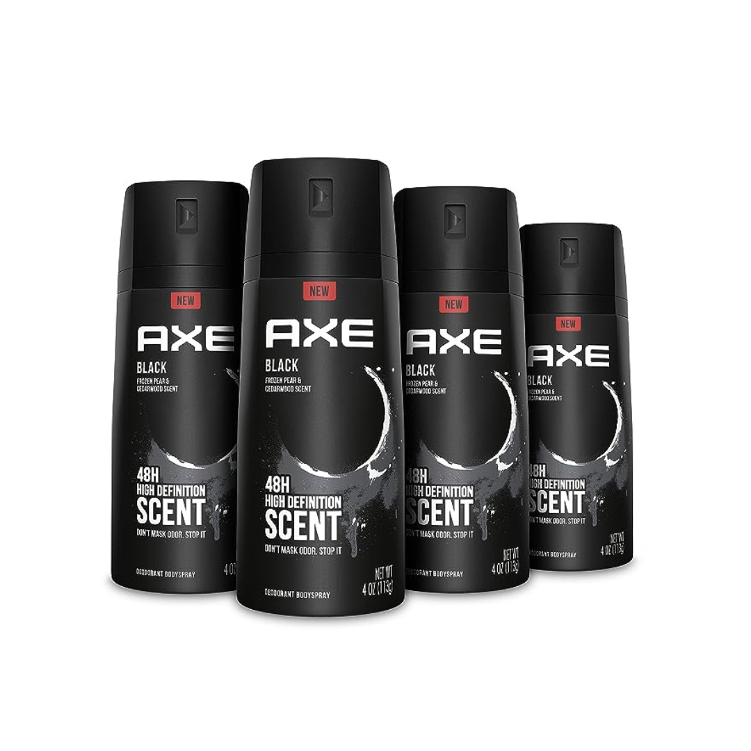 4-Pack AXE Black Mens Body Spray Deodorant (4 oz)