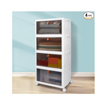 Wise Oannes 4 Tier 23QT Stackable Plastic Storage Bins w/Lids & Wheels