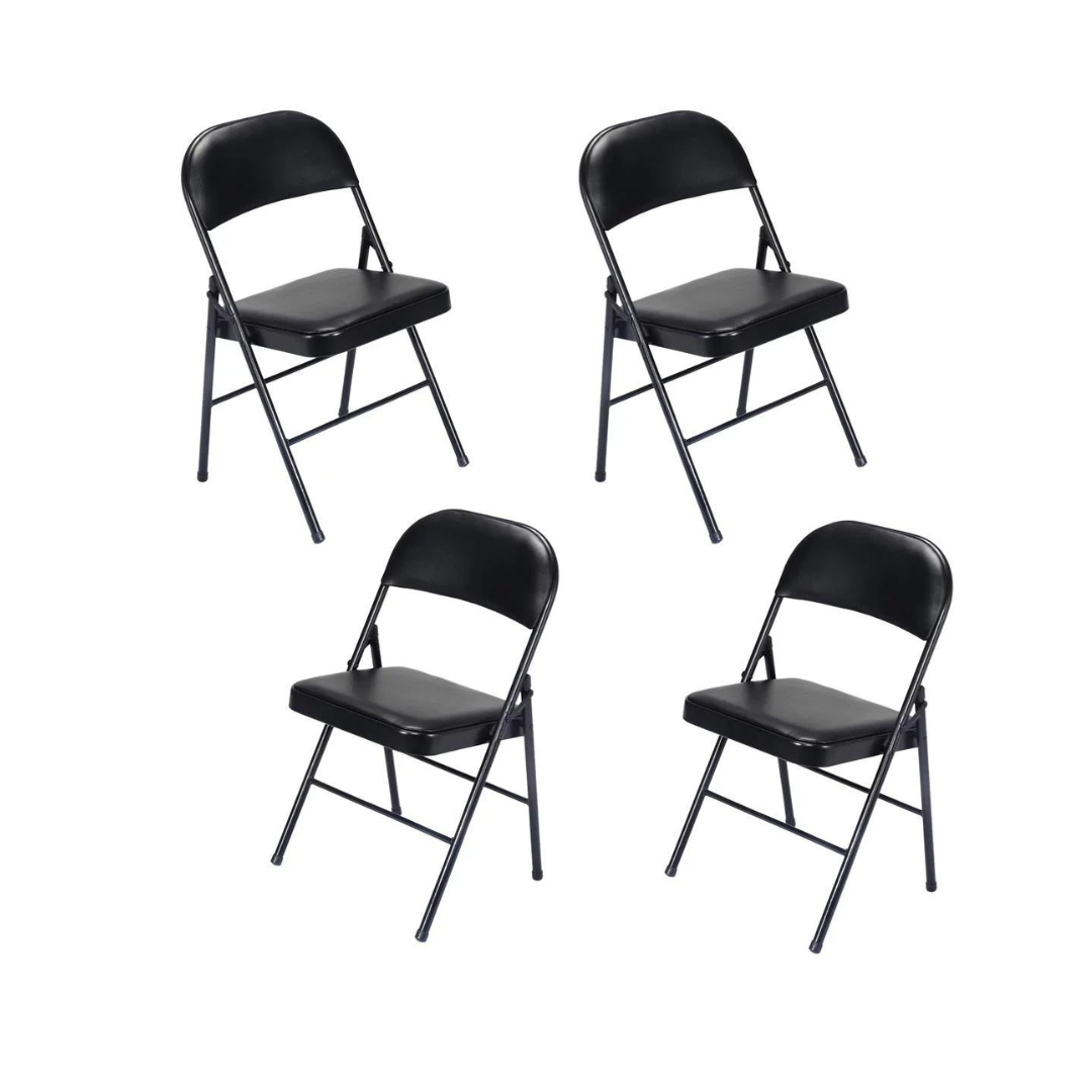 Set of 4 Ktaxon Fabric Upholstered Padded Seat Metal Frame Folding Chairs