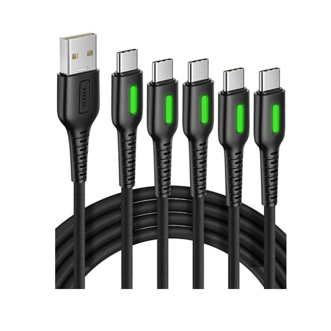 5-Pack INIU 3.1A QC 3.0 Fast Charging USB-C Cable