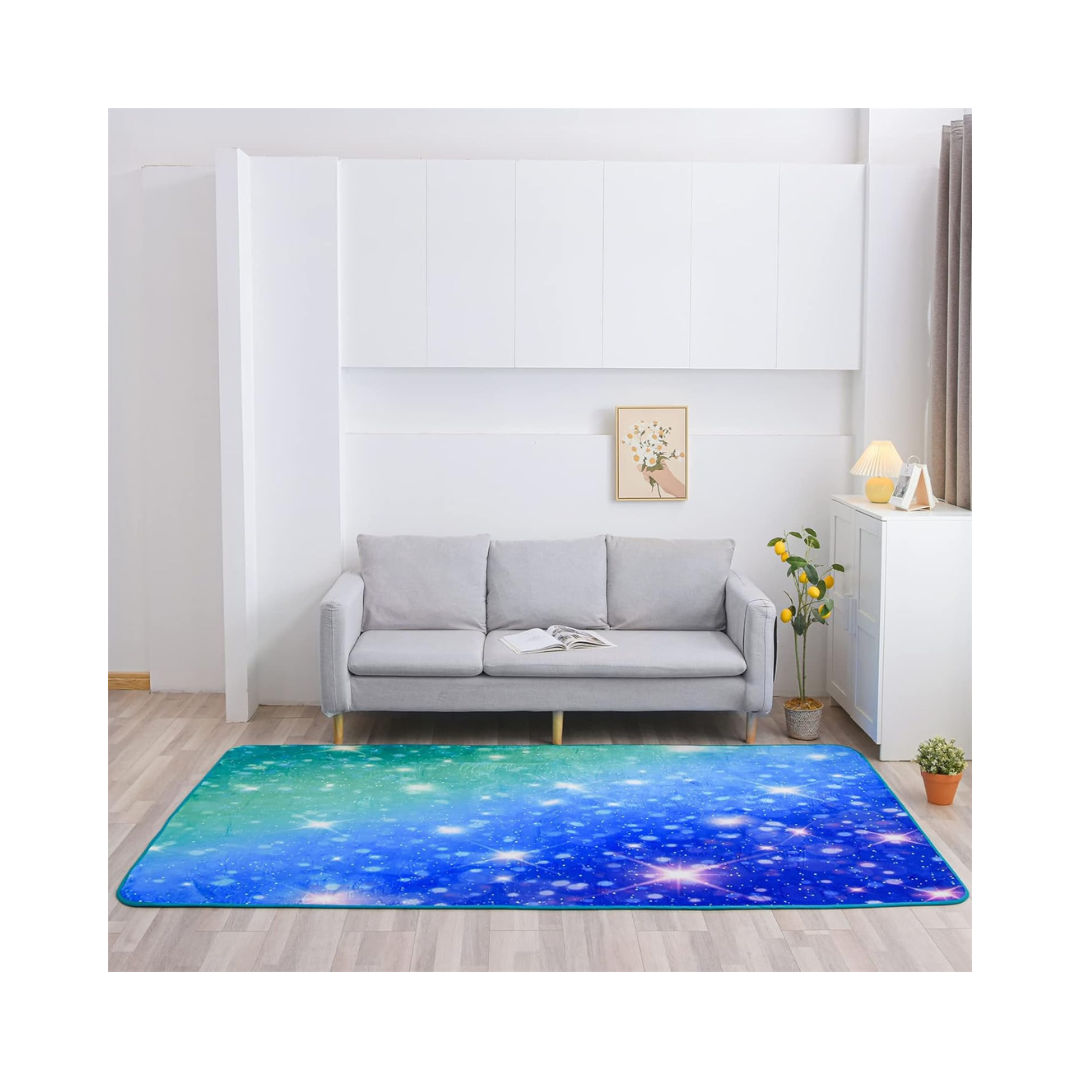 Gradient Glitter Colorful Rainbow Galaxy Printed Night Area Rugs, 5 x 8 Ft