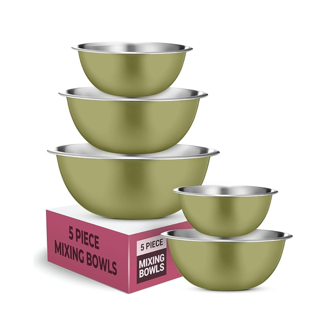 5-Pack FineDine Stainless Steel Dishware Bowls, 5 Quarts