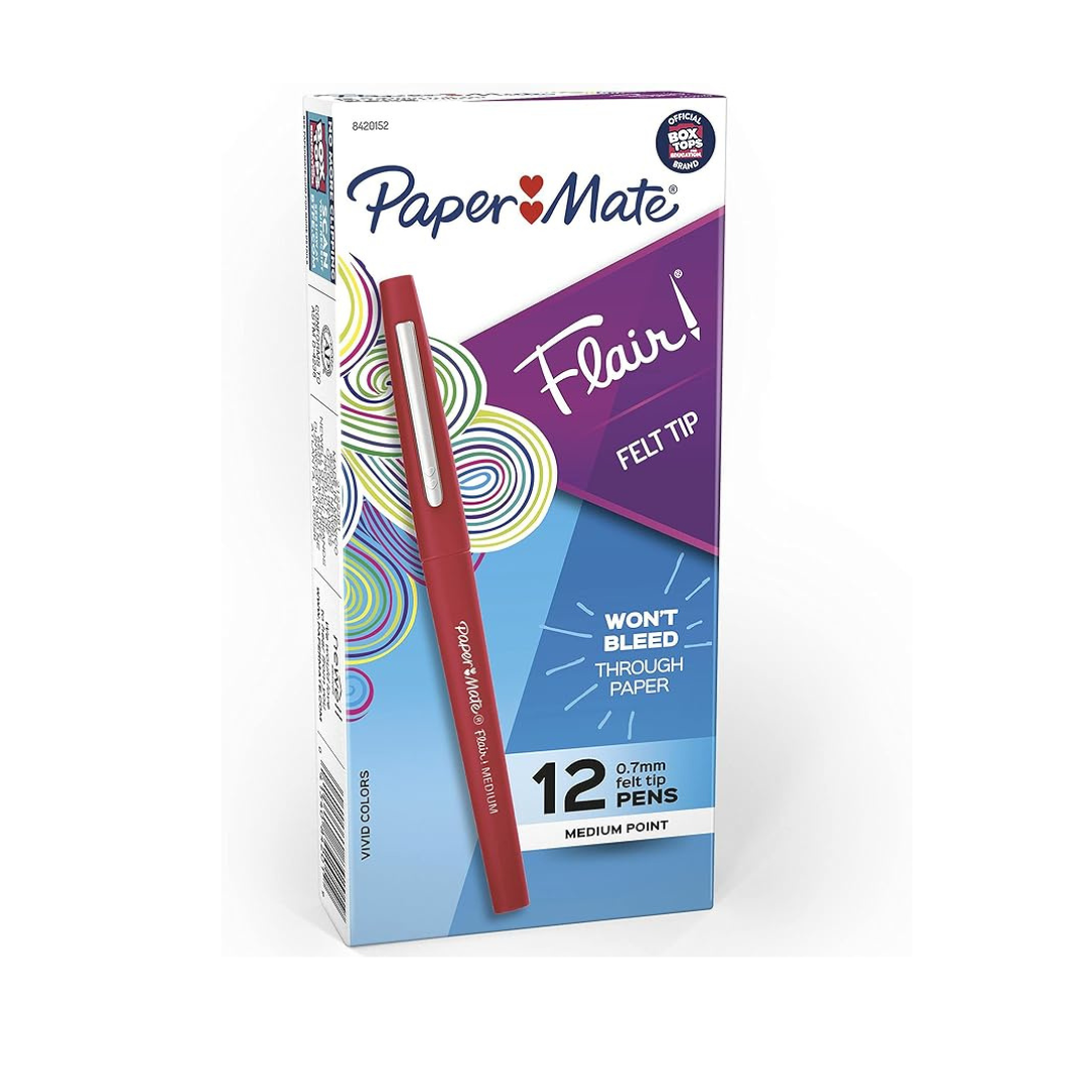 12-Count Paper Mate Flair Felt Tip Pens (0.7mm)