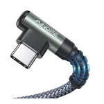2-Pack 6.6ft Nylon Braided Right Angle USB-A to USB-C Charging Cable