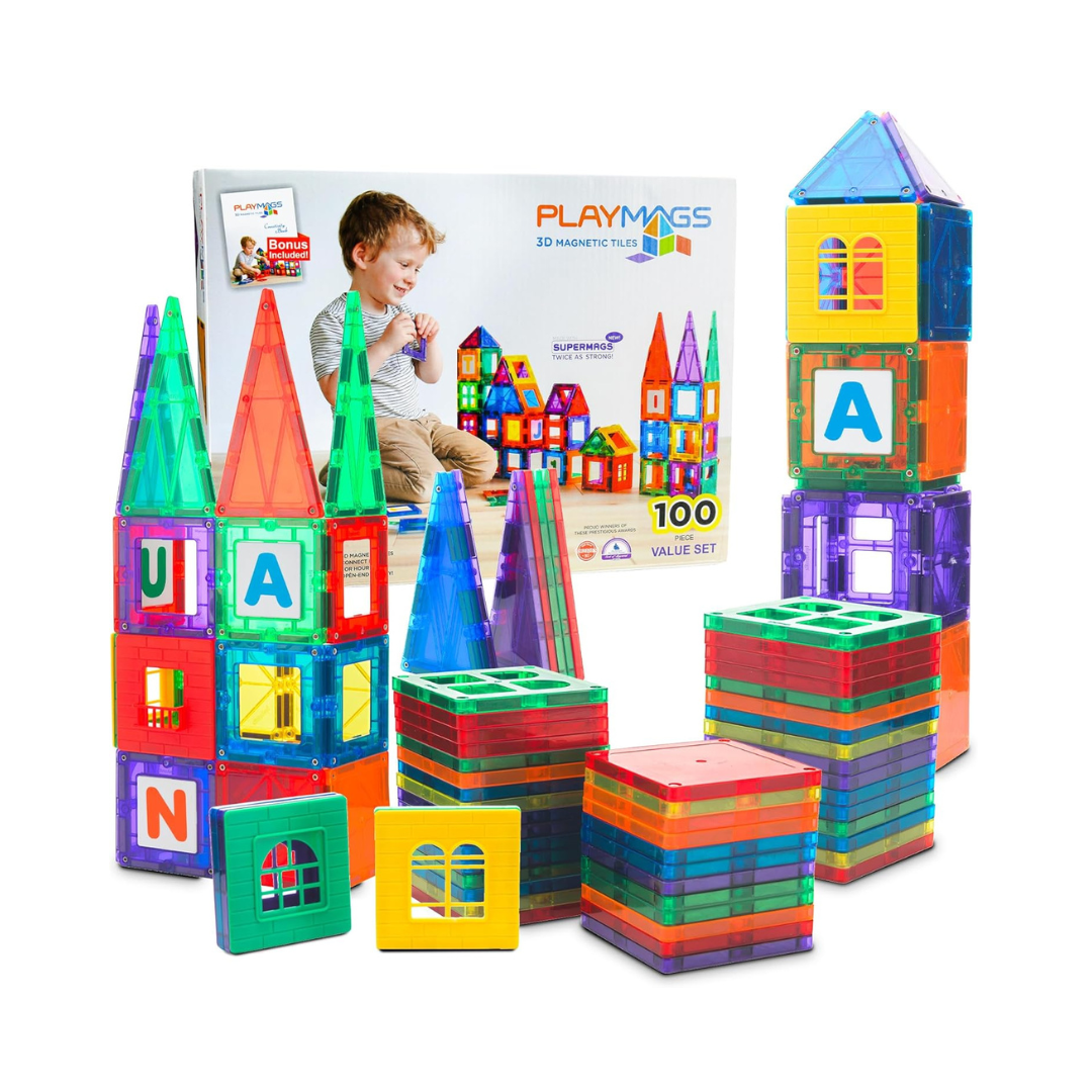 100 Piece Playmags 3D Magnetic Blocks Set