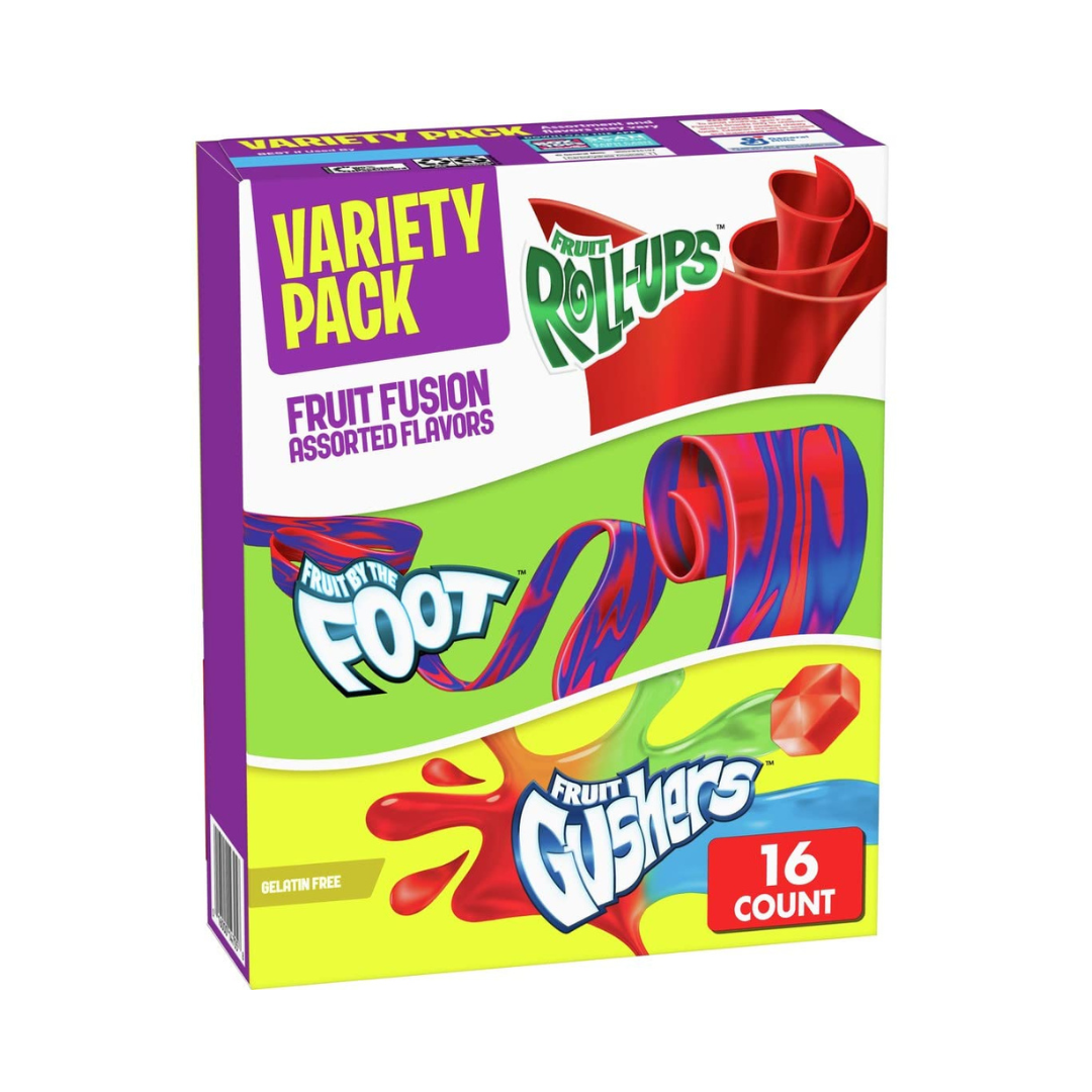 Fruit Roll-Ups, Fruit by the Foot, Gushers, Variety Pack, 16 ct