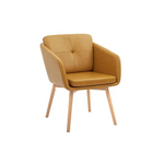 CangLong Faux Leather Side Upholstered Arm Dinging Chair with Wood Legs