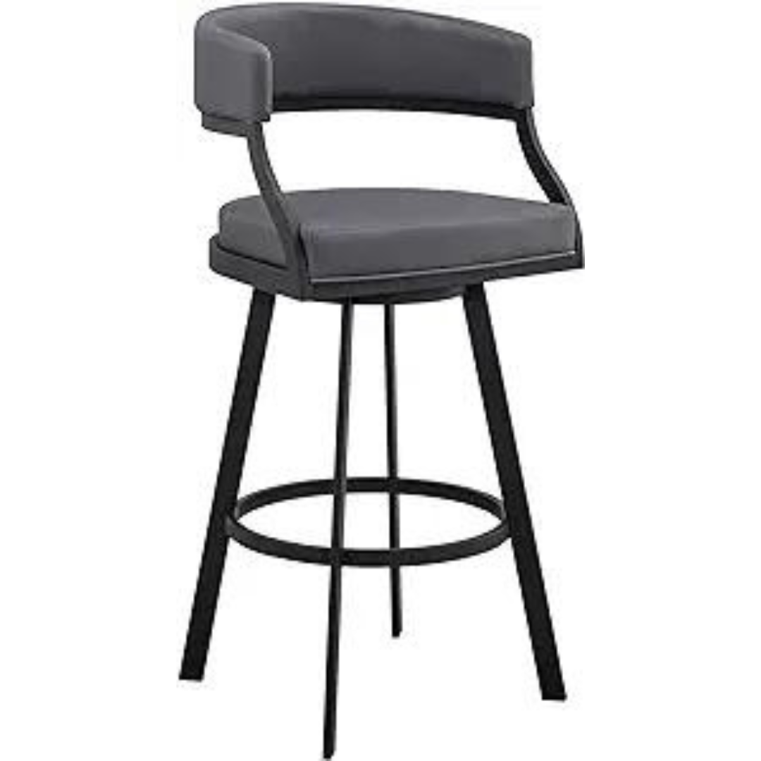 Armen Living Dione 30" Swivel Faux Leather and Metal Bar Stool
