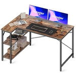 Huuger L Shaped Computer Desk with Reversible Storage Shelves