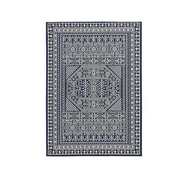 Mainstays Navy Blue Medallion Outdoor Area Rug