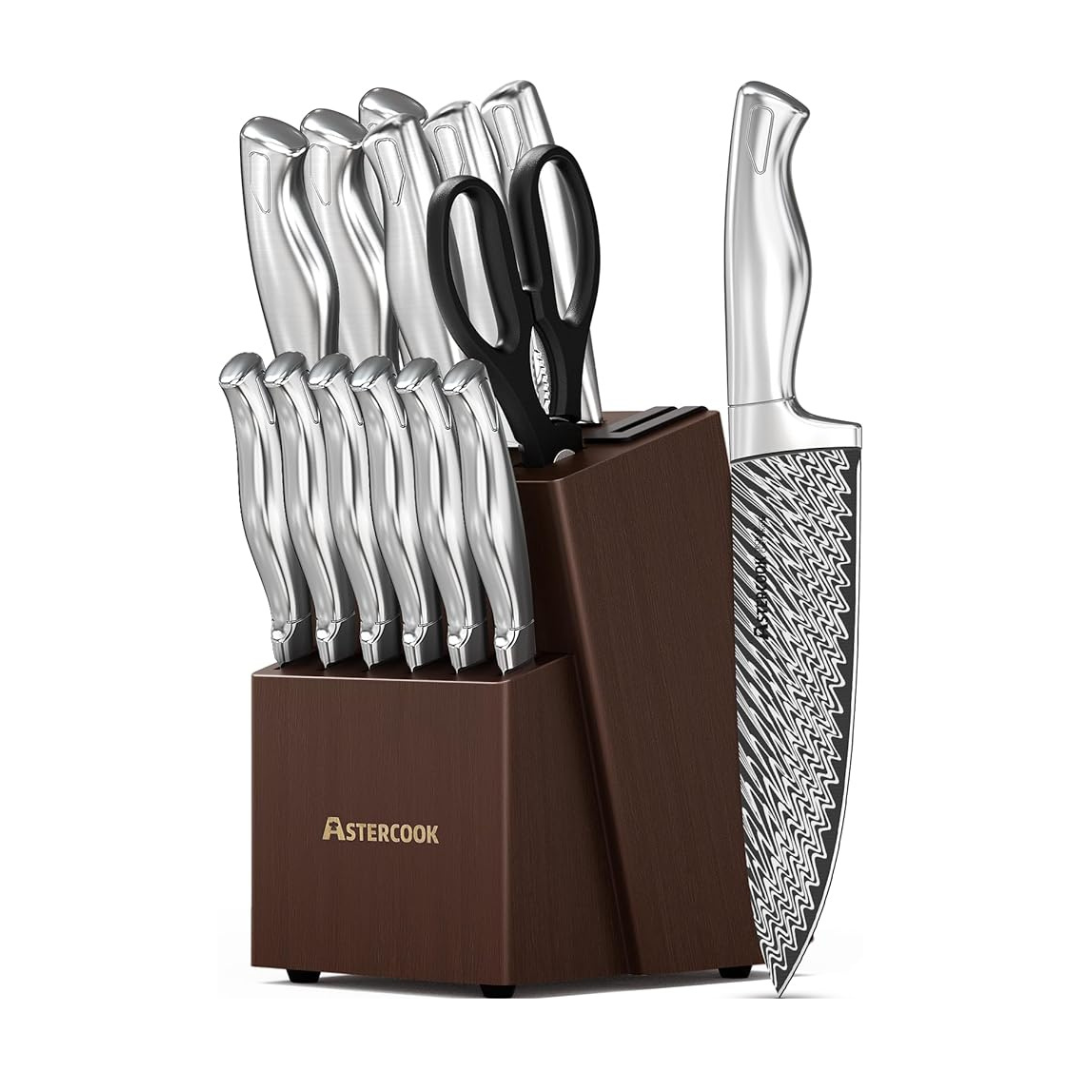 15-Piece Astercook German Stainless Steel Kitchen Knife Set