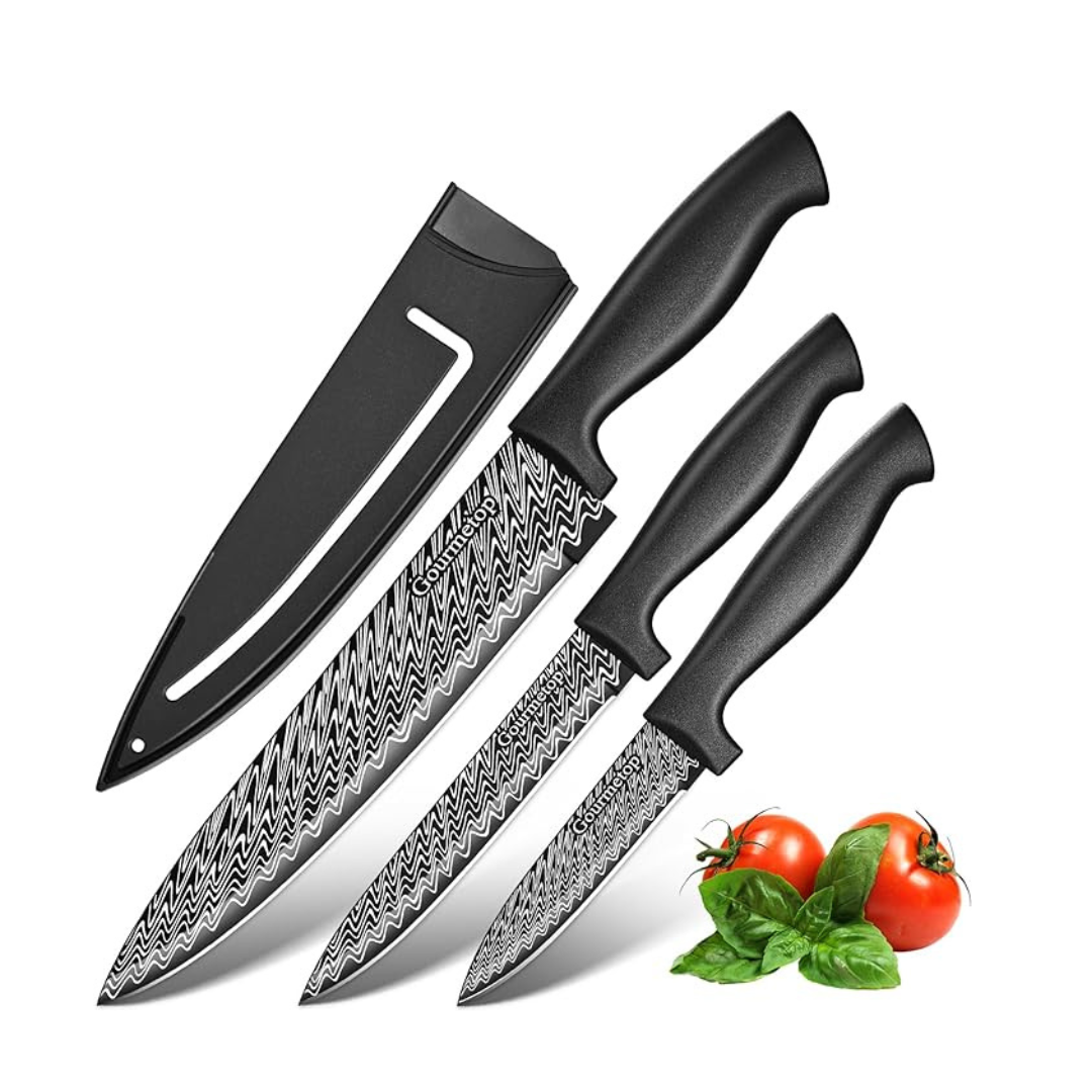 3-Piece Gourmetop Kitchen Knife Set with Cover