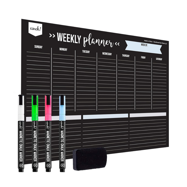Cinch Magnetic Dry Erase Weekly Calendar Blackboard for Fridge (17" x 12")