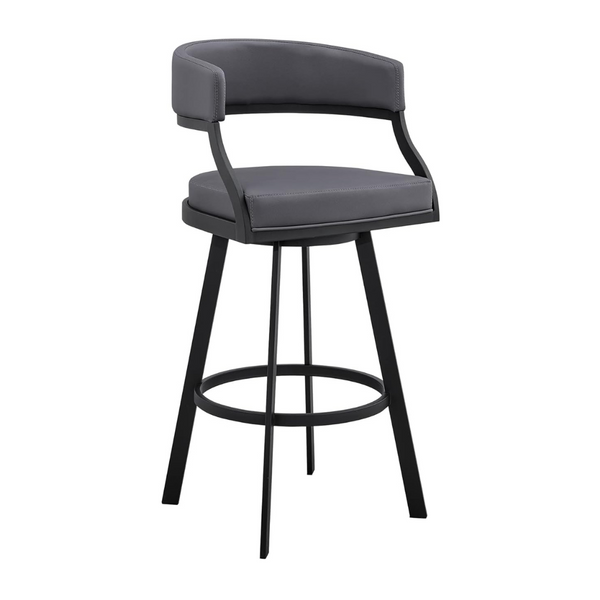Armen Living Dione 30" Swivel Faux Leather and Metal Bar Stool