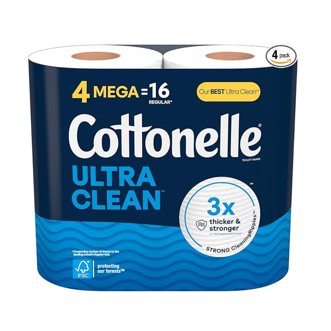 Cottonelle Ultra Clean Toilet Paper (4 Mega Rolls = 16 Regular Rolls)