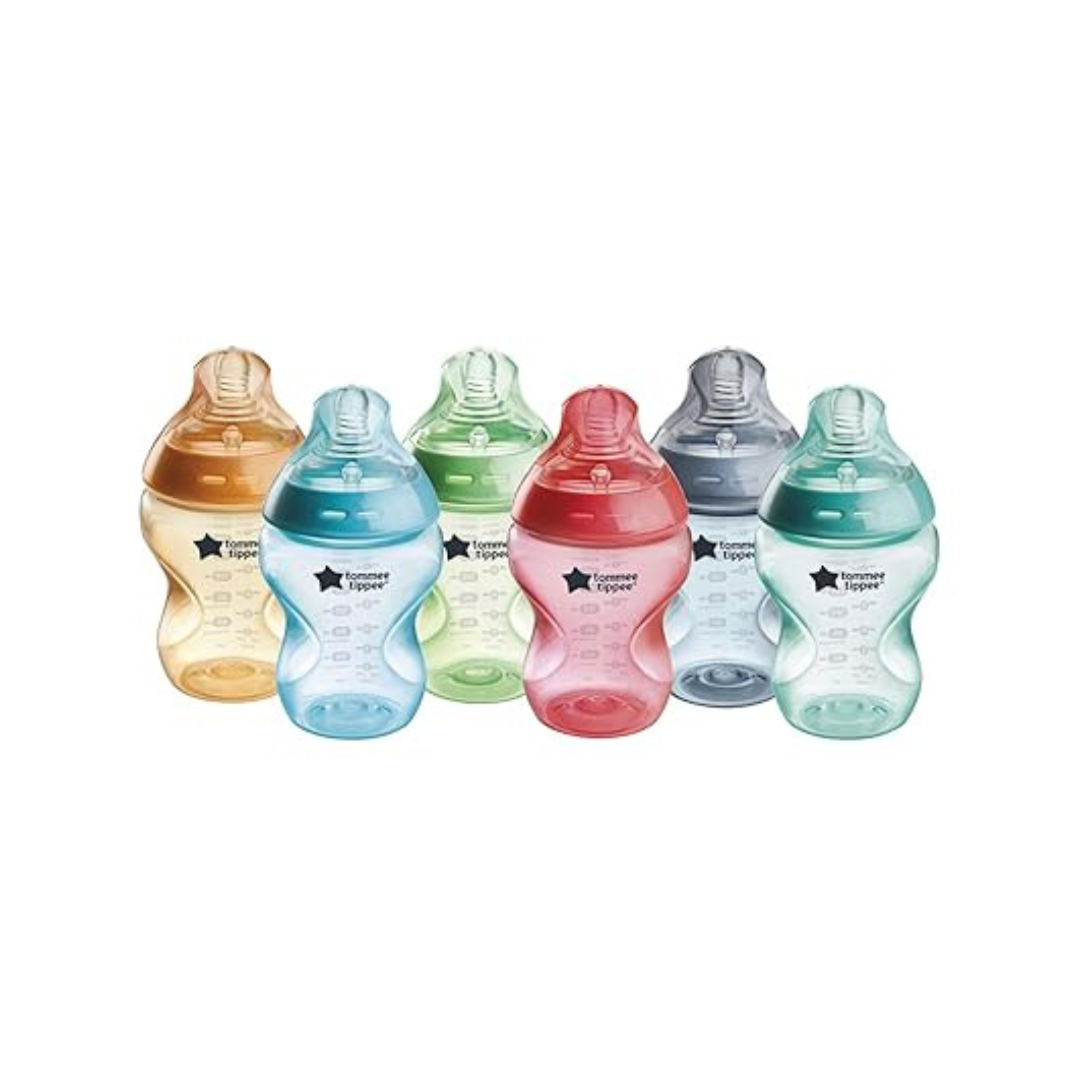 Tommee Tippee Natural Start Anti-Colic Baby Bottles (9oz, 0m+, Pack of 6)