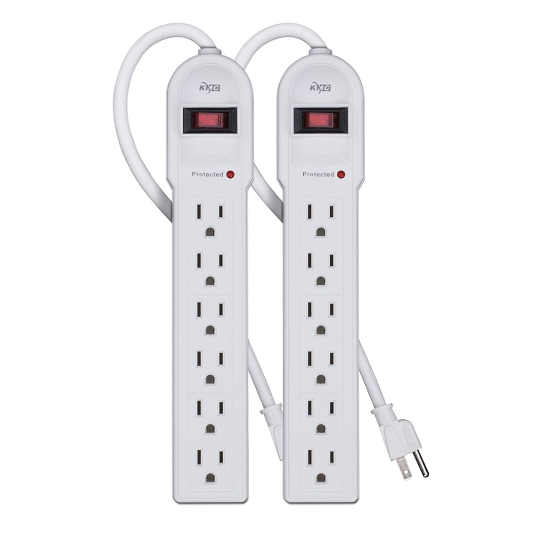 2-Pack KMC 6-Outlet Surge Protector Power Strip