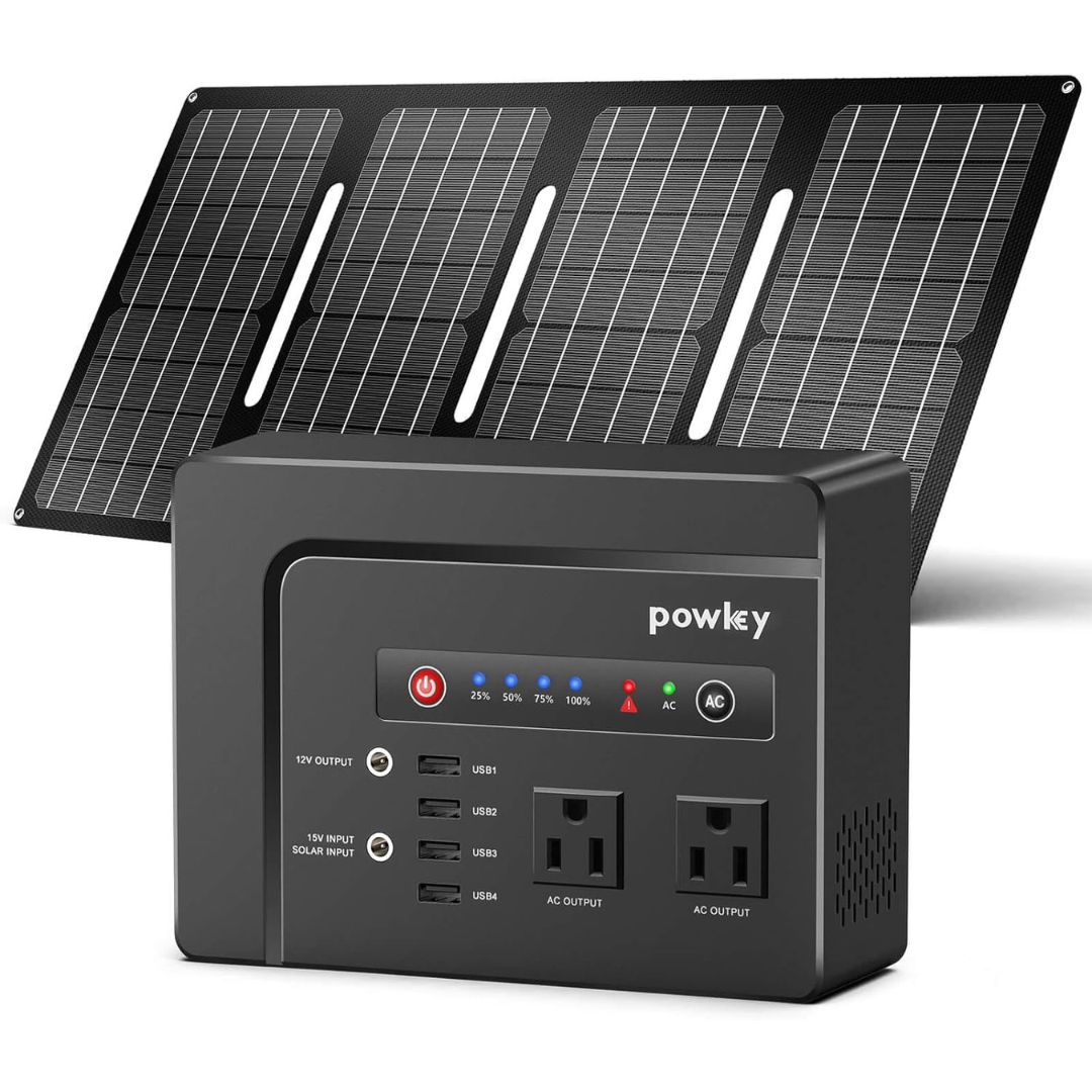 Powkey 146Wh/200W Solar Generator with Solar Panel