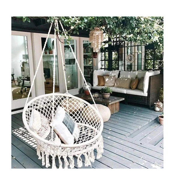 Garpans Macrame Handmade Knitted Hanging Cotton Rope Swing Chair