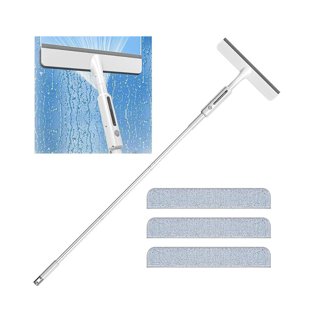 Window Squeegee with Sprayer Extendable Kit with 3 Replaceable Pads