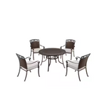 5-Piece Wilshire Heights Cast & Woven Back Aluminum Outdoor Dining Set