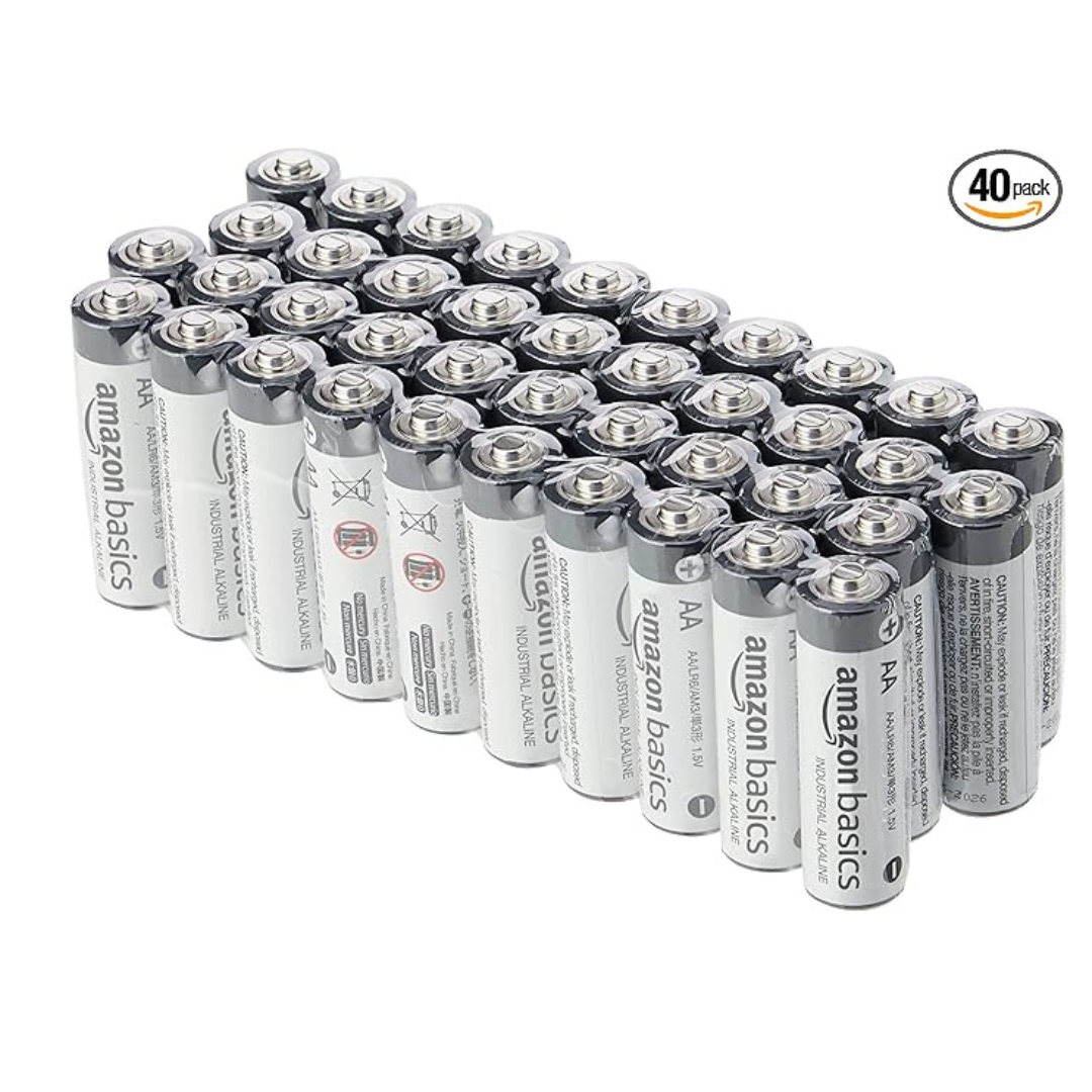 Amazon Basics AA Alkaline Batteries, 5-Year Shelf Life (40-Pack)